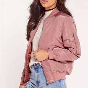 Missguided Dusty Pink Padded Bomber Jacket Size 2 US Used
